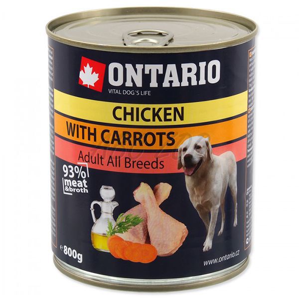 Dose ONTARIO für Hund mit Huhn, Karotte und Öl 800g ABCZOO