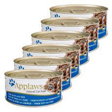 Applaws Cat - Dose für Katzen mit Thunfisch und Krabben, 6 x 70g