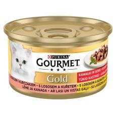 Nassfutter Gourmet GOLD - Lachs und Huhn in Soße, 85g