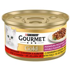 Nassfutter Gourmet GOLD - gegrilltes und geschmortes Rind und Huhn, 85g