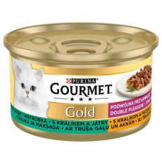 Nassfutter Gourmet GOLD - gegrilltes und geschmortes Kaninchen und Leber, 85g