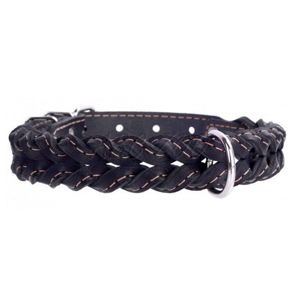 Lederhalsband geflochten 29 35cm, 14mm schwarz ABCZOO