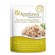 Nassfutter APPLAWS Cat Pouch, Huhn und Lamm in Jelly 70g