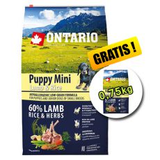 ONTARIO Puppy Mini Lamb & Rice 6,5kg + 0,75kg